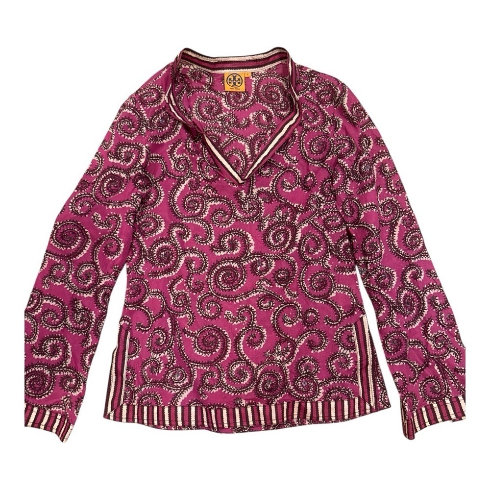 TORY BURCH Pink Paisley Long Sleeve Top